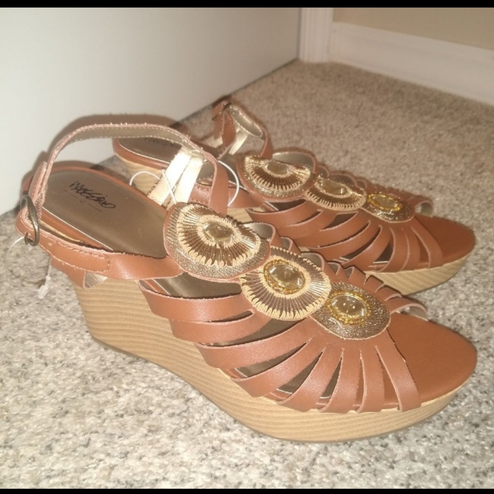 NEW Boho 4 Inch High Heels Wedge Sandals Shoes w Gems Lady's 9